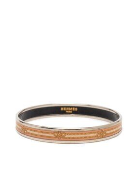 Hermes Enamel PM Cloisonne Bangle Gold Beige Metal 1- Bracelet